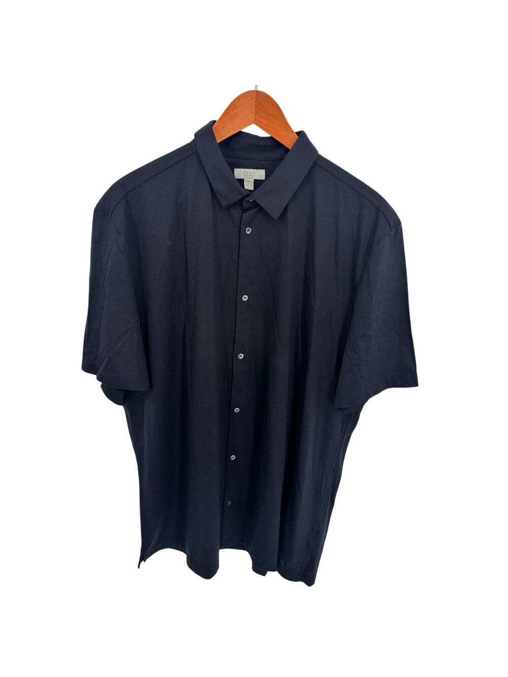 COS Men's Cotton Button Down Navy Shirt // XL